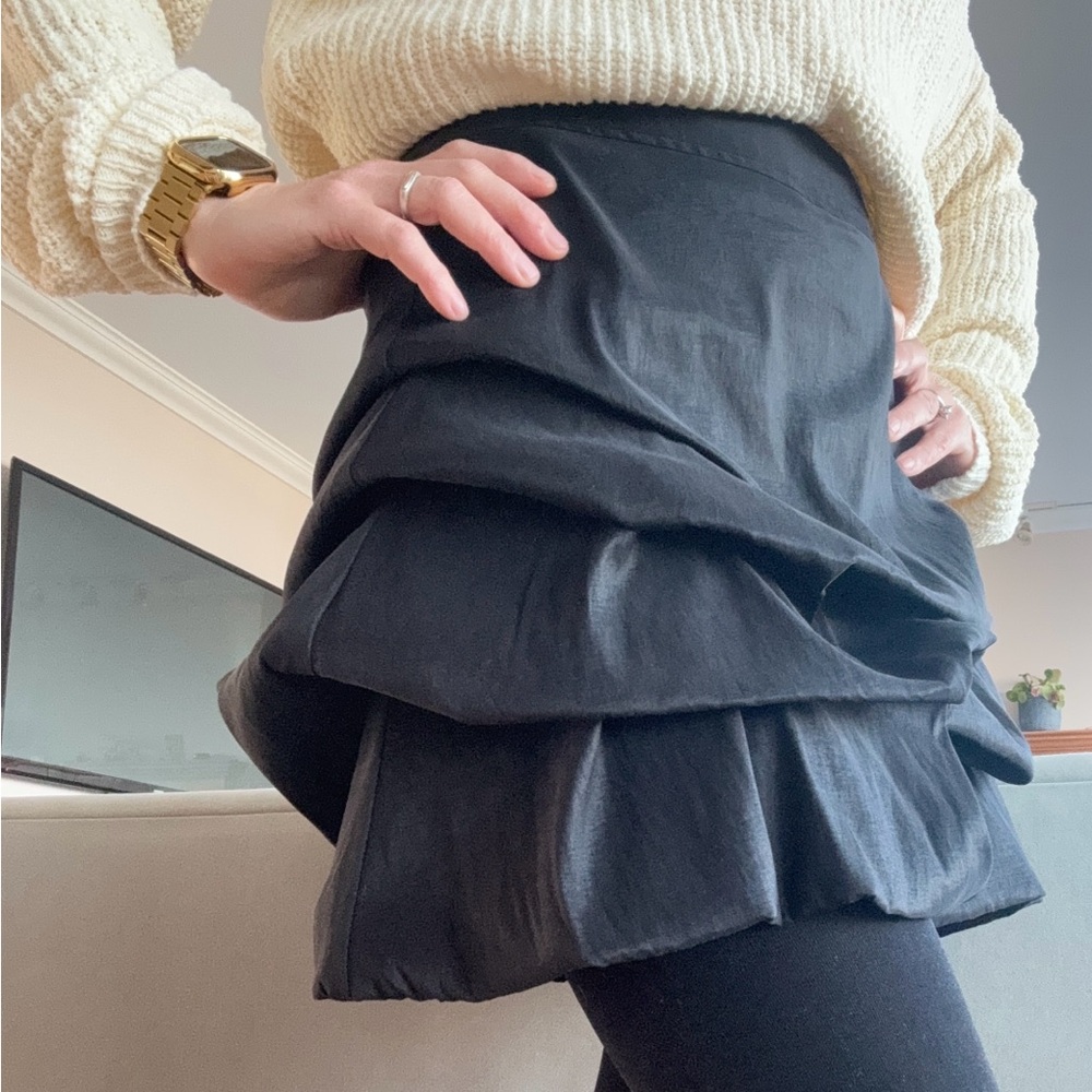 Black Tiered Mini Bubble Skirt